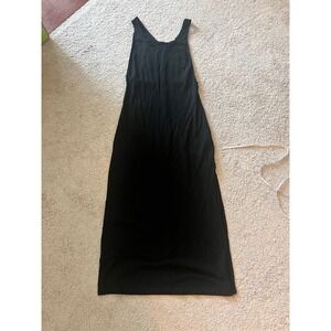 Reformation Black Ribbed Tank Tencel Racerback Maxi Long Dress Size Medium‎